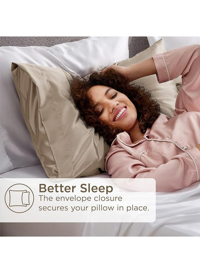 2-Pack Luxurious Mulberry Silk Pillowcases, 25 Momme Satin Weave, Hypoallergenic Solid Color Envelope Closure, Hand Wash Only, Designed for Hair and Skin,120-140gsm - Image 3